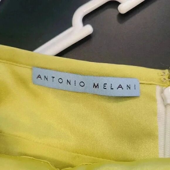 Antonio Melani Women's Ivory Lace & Chatreuse Poly Satin Pencil Straight Lined S - Picture 8 of 11